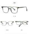 Three-view layout of transparent dark green TR frames with detailed metal hinges - Anti blue light / Light Green Frame