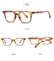 Detail view showing tortoise shell square glasses frame from front, back and 45-degree angle - Anti blue light / Tortoise Frame