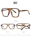 Detailed multi-angle views of tortoiseshell square glasses with silver metal accents - Tortoiseshell Frame