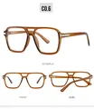 Detailed multi-angle views of retro amber pilot frame glasses with anti-blue light lenses - Tea Frame