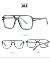 Three-angle display of square blue light blocking glasses in transparent grey - Light Gray Frame