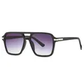 Retro square sunglasses with black frame and purple gradient lenses for fashion-forward style - Black Frame Gradient Gray Lens