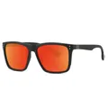 Men's polarized sports sunglasses with black matte frame and orange mirrored lenses - Black Frame Red Mirror Lens
