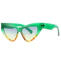 Occhiali da sole cat-eye con montatura verde e lenti sfumate blu e gialle - Montatura Verde Lenti Verde Giallo