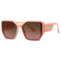 Occhiali da sole oversize rosa corallo con lenti sfumate marroni e dettagli dorati - Montatura Rosa Lenti Tè Rosa