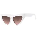 Schicke Cat-Eye-Sonnenbrille mit weißem breitem Rahmen und braunem Farbverlauf für Damen - Weißer Rahmen Tee-Rosa Gläser