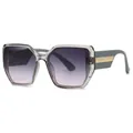 Occhiali da sole squadrati oversize con montatura grigia trasparente e lenti viola - Montatura Grigia Lenti Grigio Viola
