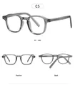 Three-angle view of C5 grey translucent TR anti-blue light square eyewear frames - Transparent Grey