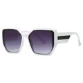 Occhiali da sole oversize montatura bianca lenti sfumate viola e dettagli con borchie - Montatura Bianca Lente Sfumata Grigio