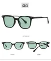 Detailed views of TR90 sunglasses with mint green lenses and silver rivet hinges - Matte Black Frame Light Green Lens