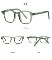 Three views of translucent green square eyewear frames showing front and side details - Light Green Frame