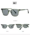 Detailed views of TR90 green frame sunglasses with dark lenses from multiple angles - Transparent Green Frame Light Gray Lens