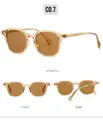 Detail view of jelly tea sunglasses frame and brown lenses from front and side angles - Transparent Tea Frame Dark Tea Lens
