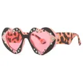 Herz-Sonnenbrille mit rosa Leopardenmuster, rosa Gläsern und funkelnden Strassverzierungen - Rosa Blumiger Rahmen Rosa Gläser