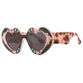 Occhiali da sole a cuore leopardati rosa con strass e lenti grigio scuro - Pink Tortoise Frame Black Gray Lens