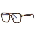 Occhiali quadrati tartarugati classici con doppio ponte vintage e cerniere dorate - Montatura Tartarugata