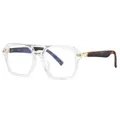 Transparent pilot square glasses with tortoiseshell temples and gold hinge accents - Transparent Frame