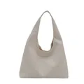 Hellgraue Hobo-Tasche mit Krokodil-Textur und breitem Riemen für den täglichen Weg - Weiß