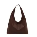 Schicke dunkelbraune gewebte Hobo-Tasche mit minimalistischer Halbmondform für den Alltag - Kaffeebraun
