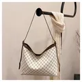 Retro cream-white tote bag with brown monogram pattern and adjustable shoulder strap - Off White