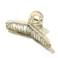Detail of transparent acetate claw clip with cream edges and golden metal spring - Light Green