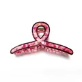 Pinza de pelo en acetato jaspeado rosa y blanco con muelle dorado y diseño elegante - Mármol Rosa Blanco / Burdeos