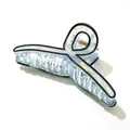 Translucent blue acetate shark hair claw clip with pearlescent finish and black outline - Light Blue