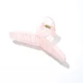 Détail de la pince à cheveux rose givrée avec un ressort en métal doré durable - Croix Rose