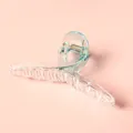 Detalle de la pinza para el pelo grande de 11cm azul claro transparente con dientes - Azul Claro