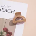 Nahaufnahme einer glänzenden khakifarbenen Acryl-Haarklammer auf Rosen-Hintergrund - Dunkelbeige