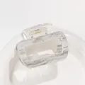 Detail of a medium rectangular acrylic hair claw with grey marble pattern on a white tray - Gray Marble (D)