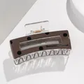 Pinza per capelli francese marrone a pois in acrilico con molla in metallo dorato - Caffè Scuro a Pois (A)