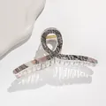 Elegante pinza per capelli da 13cm effetto marmo con molla dorata e design sobrio - Marmo Grigio e Bianco (F)