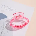 Molla per capelli in plastica rosa trasparente con bordi ondulati e molla dorata - Rosa trasparente