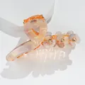 Dettaglio macro della molletta per capelli perlata con fiori e strass - Cioccolato