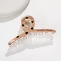 Pinza per capelli retrò francese a pois in resina beige per styling capelli elegante - Beige Caffè a pois (B)