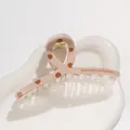 Dettaglio molletta per capelli a pois con molla dorata su vassoio ceramica - Rosa Beige a pois (C)