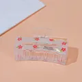 Pinza para el pelo rectangular con diseño floral rojo y texto en francés elegante - Flor cuadrada