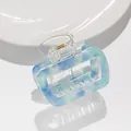 Pinza per capelli rettangolare in acetato marmorizzato blu per acconciature eleganti - Marmo Blu Bianco (E)