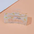 Iridescent acrylic rectangle hair claw clip featuring cute yellow pineapple pattern - Square Pineapple