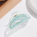 Dettaglio della pinza per capelli verde menta con venature dorate e molla in metallo - Verde Menta Marmo Oro (B)