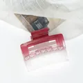 Detail of square gradient berry red acrylic hair claw clip with transparent finish - Red
