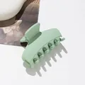 Detail of light green matte hair claw clip with spring hinge on aesthetic background - Green