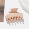 Detail of matte nude hair claw clip with smooth frosted finish and strong grip teeth - Light Khaki