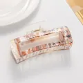 Grande molletta per capelli con motivo marmoreo e design elegante con calligrafia cinese - Marrone