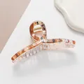 Detail of 13cm large shark hair clip with marble texture and Chinese calligraphy art - Brown
