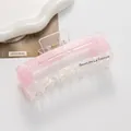 Detail der Haarklammer mit rosa Perlmutt-Farbverlauf und Barrette La France Text - Rosa