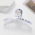 Detail of 13cm shark hair clip with blue ink wash pattern and Chinese calligraphy art - Sky Blue