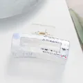 Close-up of marble pattern hair claw clip with Chinese calligraphy and red seal detail - Sky Blue