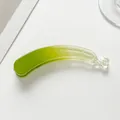 Macro detail of emerald green gradient banana hair clip with anti-slip inner teeth - Green